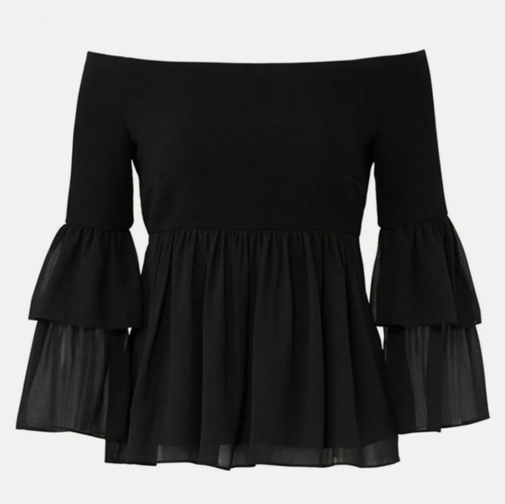 In mystery bundle NWT RACHEL ZOE 🤩layered cold shoulder chiffon top -layered - Picture 11 of 14